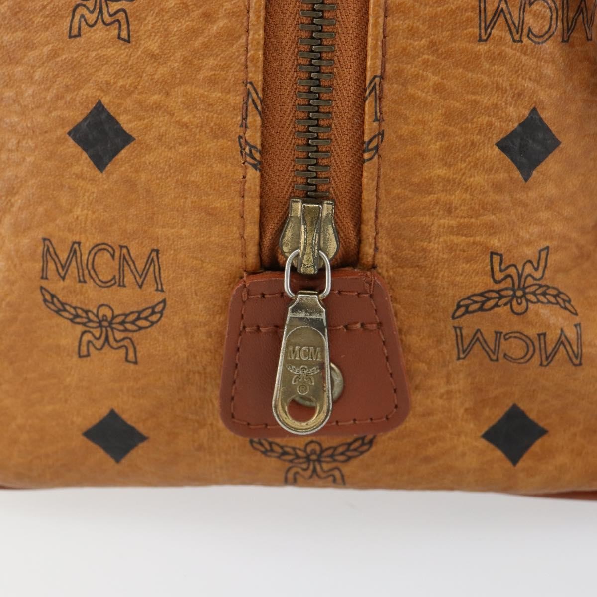 MCM Visetos Handbag Canvas and Leather, BROWN, CANVAS, Handbag