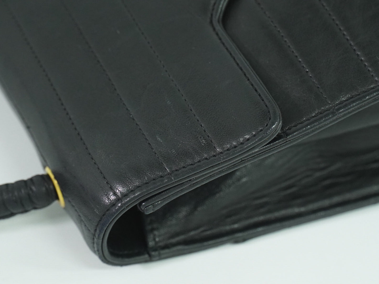 Chanel Flap shoulder Bag Leather, BLACK, LEATHER, Shoulder bag