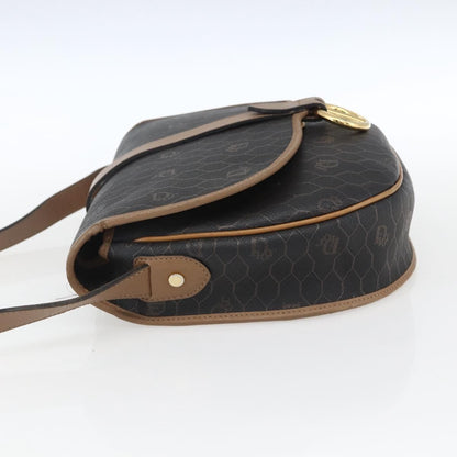 Christian Dior Vintage Honeycomb Shoulder Bag Canvas and Leather, BLACK, CANVAS, Shoulder bag