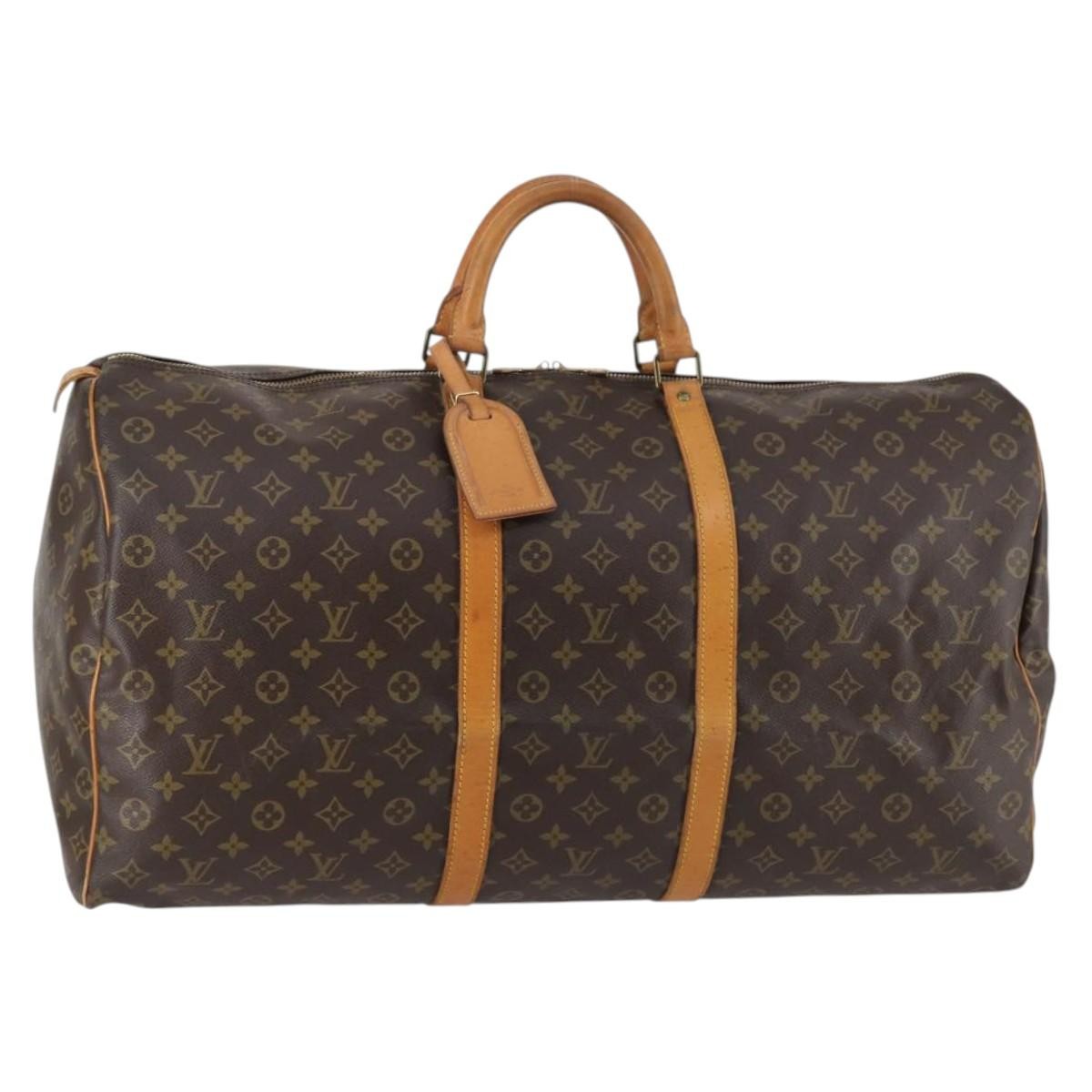 Louis Vuitton Keepall Bag Monogram Canvas, BROWN, CANVAS, Travel bag