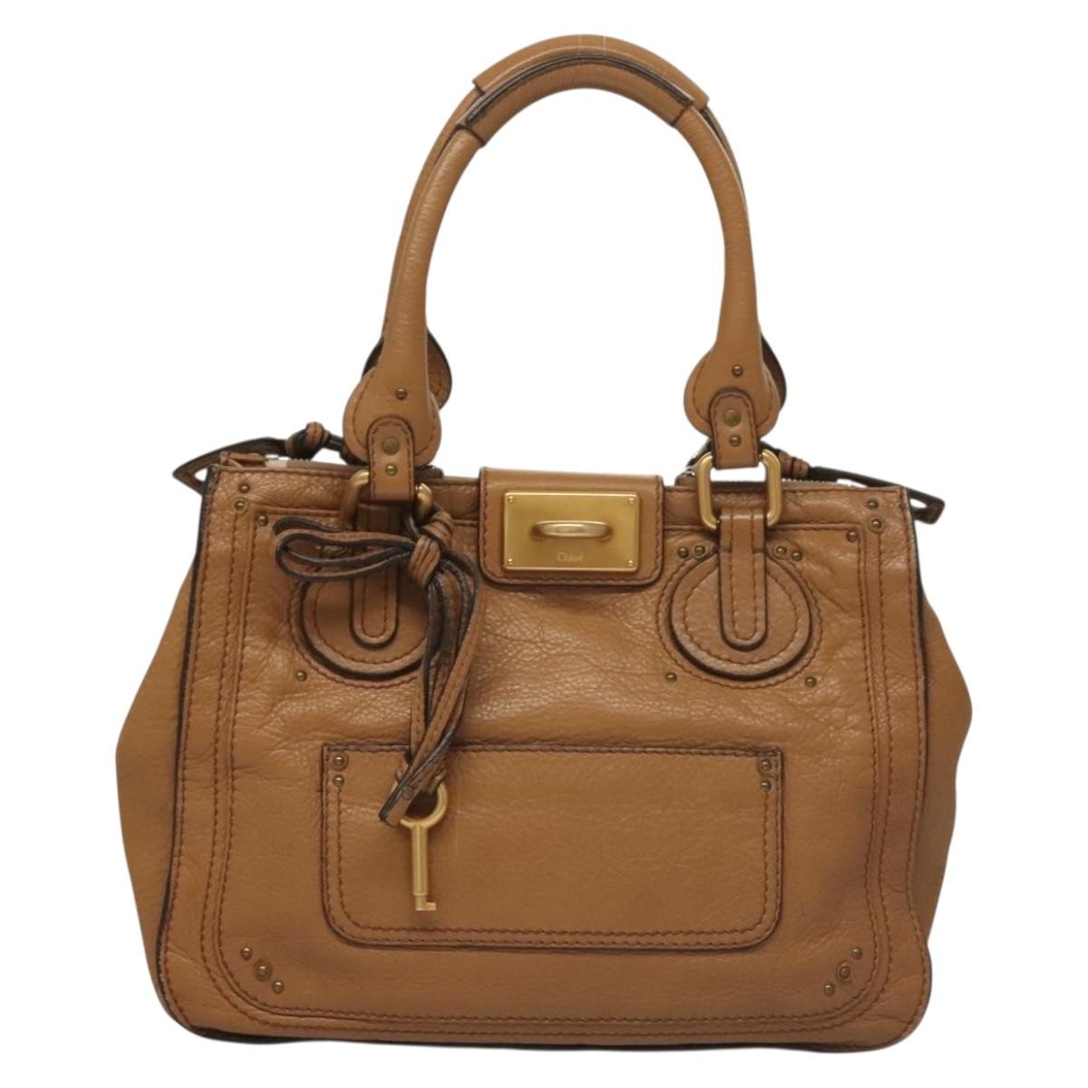 Chloe Paddington Lock Handbag Leather, BROWN, LEATHER, Handbag