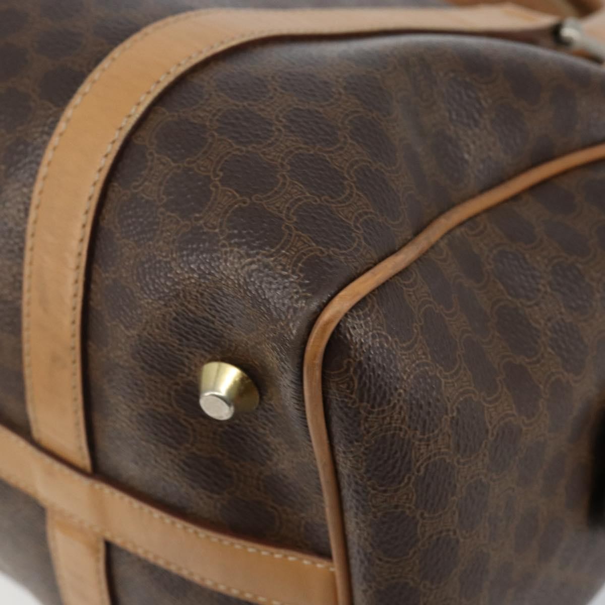 Celine Macadam Handbag Macadam with leather, BROWN, CANVAS, Handbag