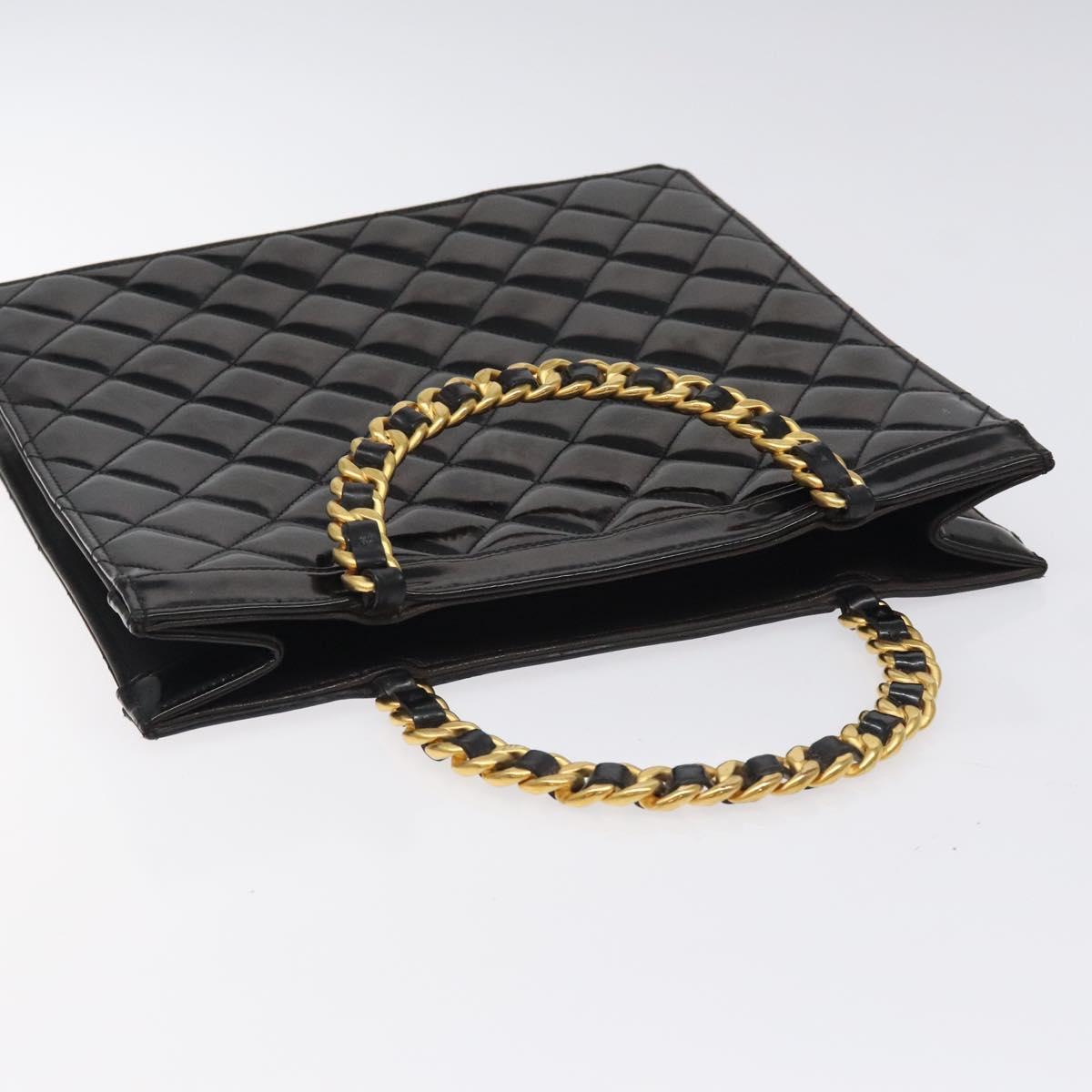 Chanel Vintage Chain Handle Tote Patent leather, BLACK, PATENT_LEATHER, Tote bag