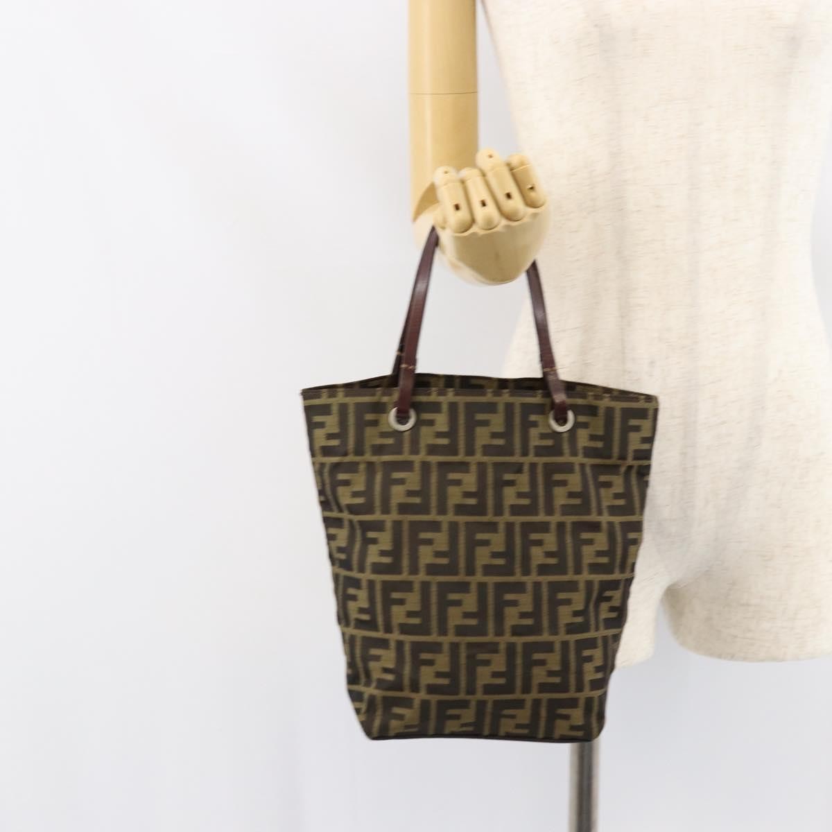 Fendi Vintage Zucca Handbag Zucca, BLACK, CANVAS, Handbag