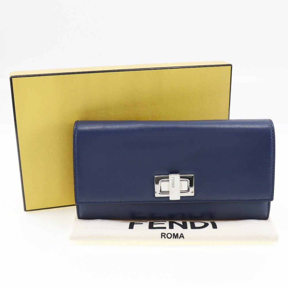 Fendi Peekaboo Wallet Leather, NAVY, LEATHER, Wallets