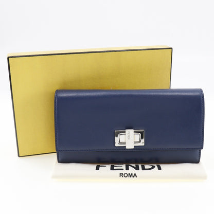 Fendi Peekaboo Wallet Leather, NAVY, LEATHER, Wallets