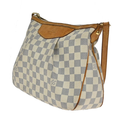 Louis Vuitton Siracusa Handbag Damier, WHITE, CANVAS, Shoulder bag