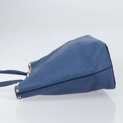 Valentino Garavani Rockstud Shopper Tote Leather, BLUE, LEATHER, Tote bag