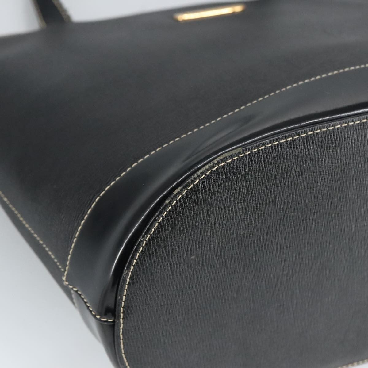Burberry Handle Tote Leather, BLACK, LEATHER, Tote bag