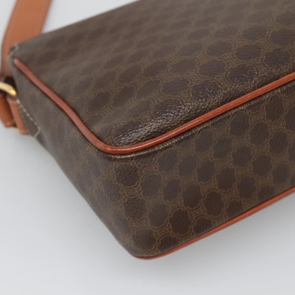 Celine Vintage Macadam Shoulder Bag Canvas and Leather, BROWN, CANVAS, Shoulder bag
