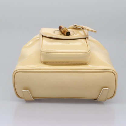 Gucci Vintage Bamboo Backpack Patent, Beige, Patent Leather, Backpack