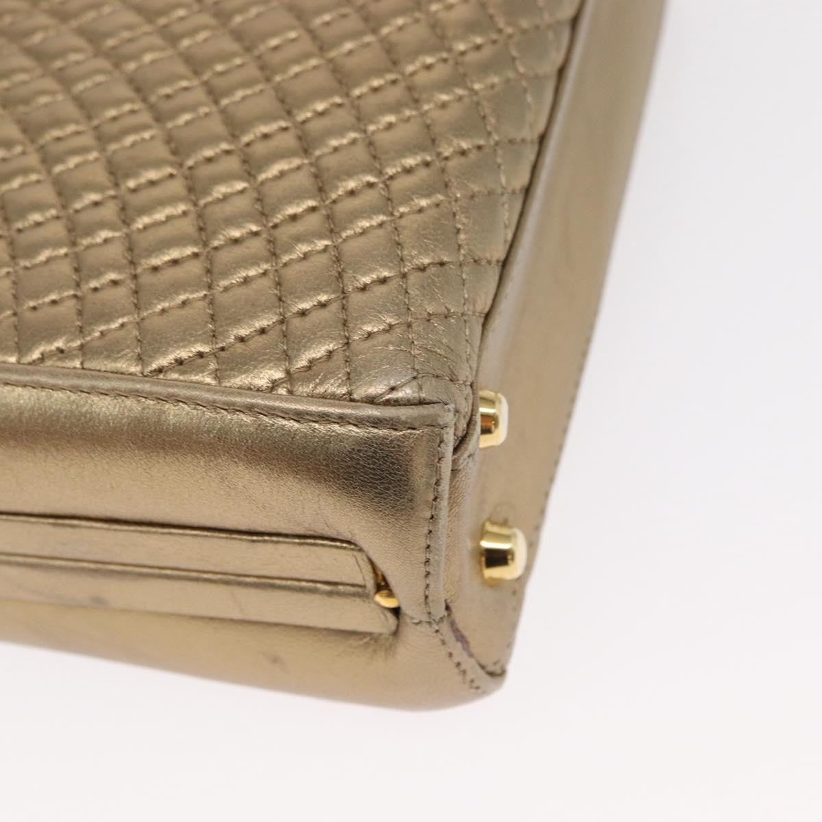 Bally Vintage Handbag Quilted Leather, GOLD, LEATHER, Handbag