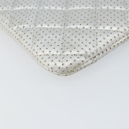Chanel O Case Clutch Quilted Perforated Lambskin, SILVER, LEATHER, Clutche & pouche