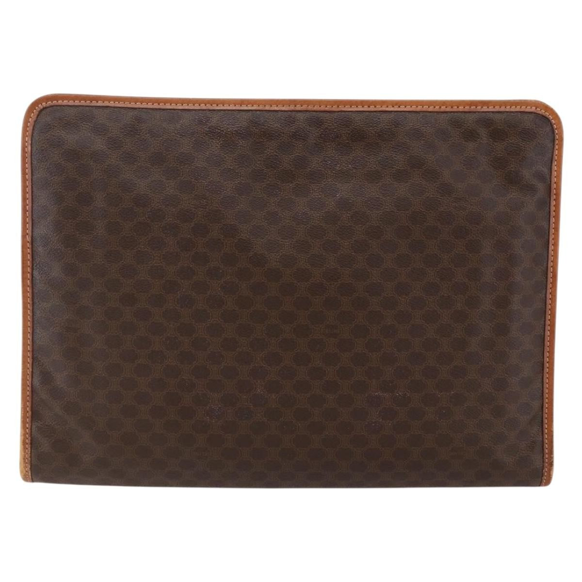 Celine Macadam Pochette Canvas, Brown, Canvas, Clutch