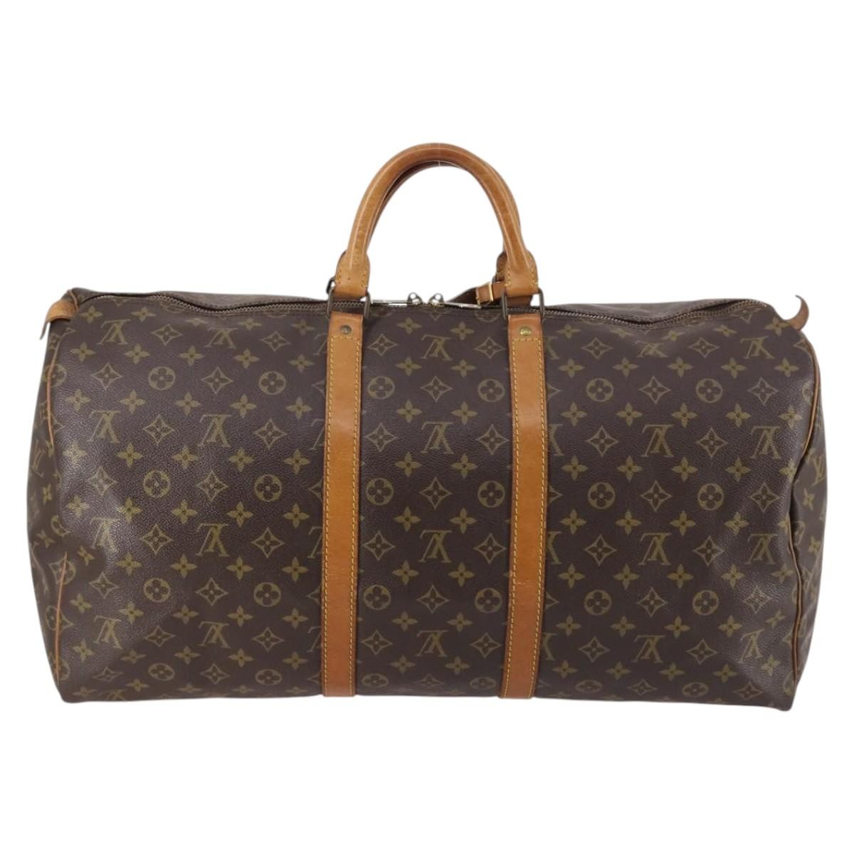 Louis Vuitton Keepall Bag Monogram Canvas, BROWN, CANVAS, Travel bag