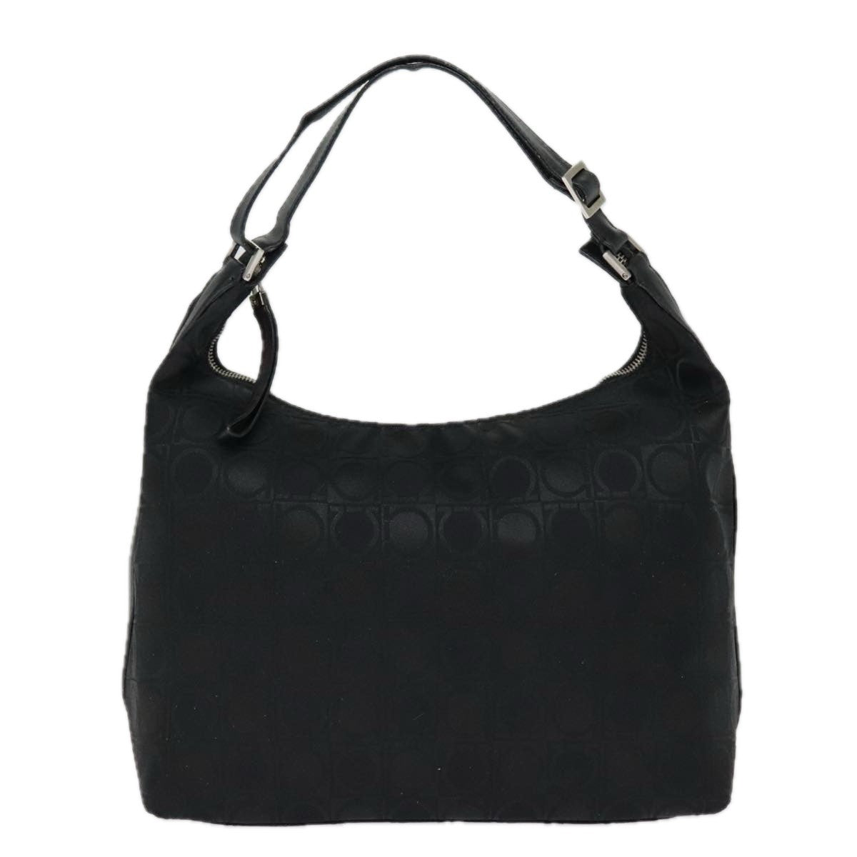 Salvatore Ferragamo Gancini Shoulder Bag Nylon, BLACK, NYLON, Shoulder bag