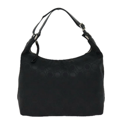 Salvatore Ferragamo Gancini Shoulder Bag Nylon, BLACK, NYLON, Shoulder bag