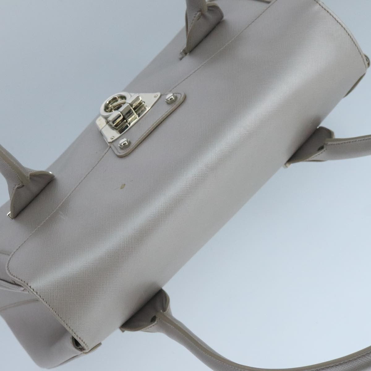 Salvatore Ferragamo Flap Satchel Saffiano Leather, SILVER, LEATHER, Handbag