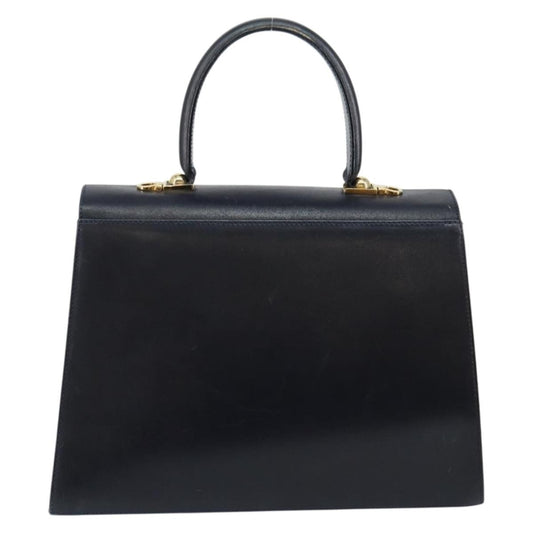 Salvatore Ferragamo Gancini Convertible Top Handle Bag Leather, NAVY, LEATHER, Handbag