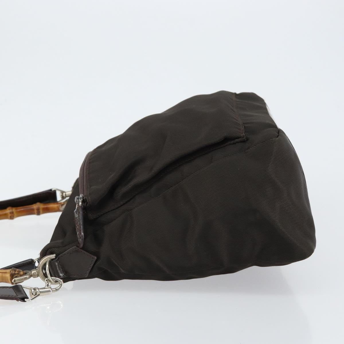 Gucci Vintage Bamboo Handle Bag Nylon, BROWN, NYLON, Handbag