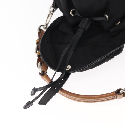 Prada Double Pocket Drawstring Shoulder Bag Tessuto, Black, Nylon, Shoulder Bag