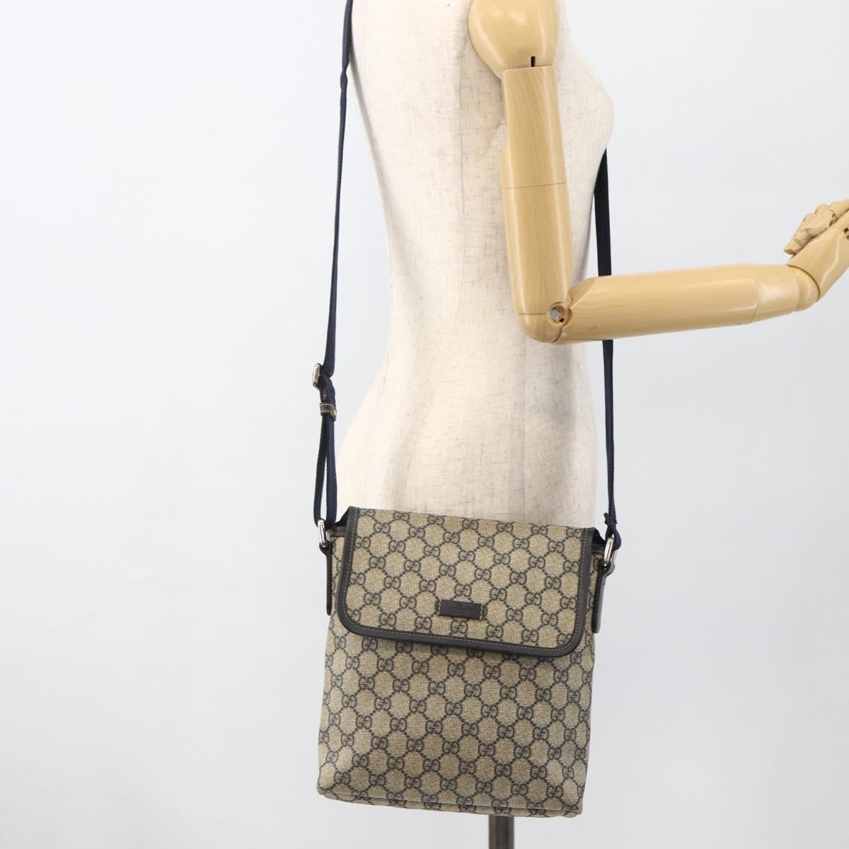 Gucci Flap Messenger GG Coated Canvas, Navy, Canvas, Shoulder Bag