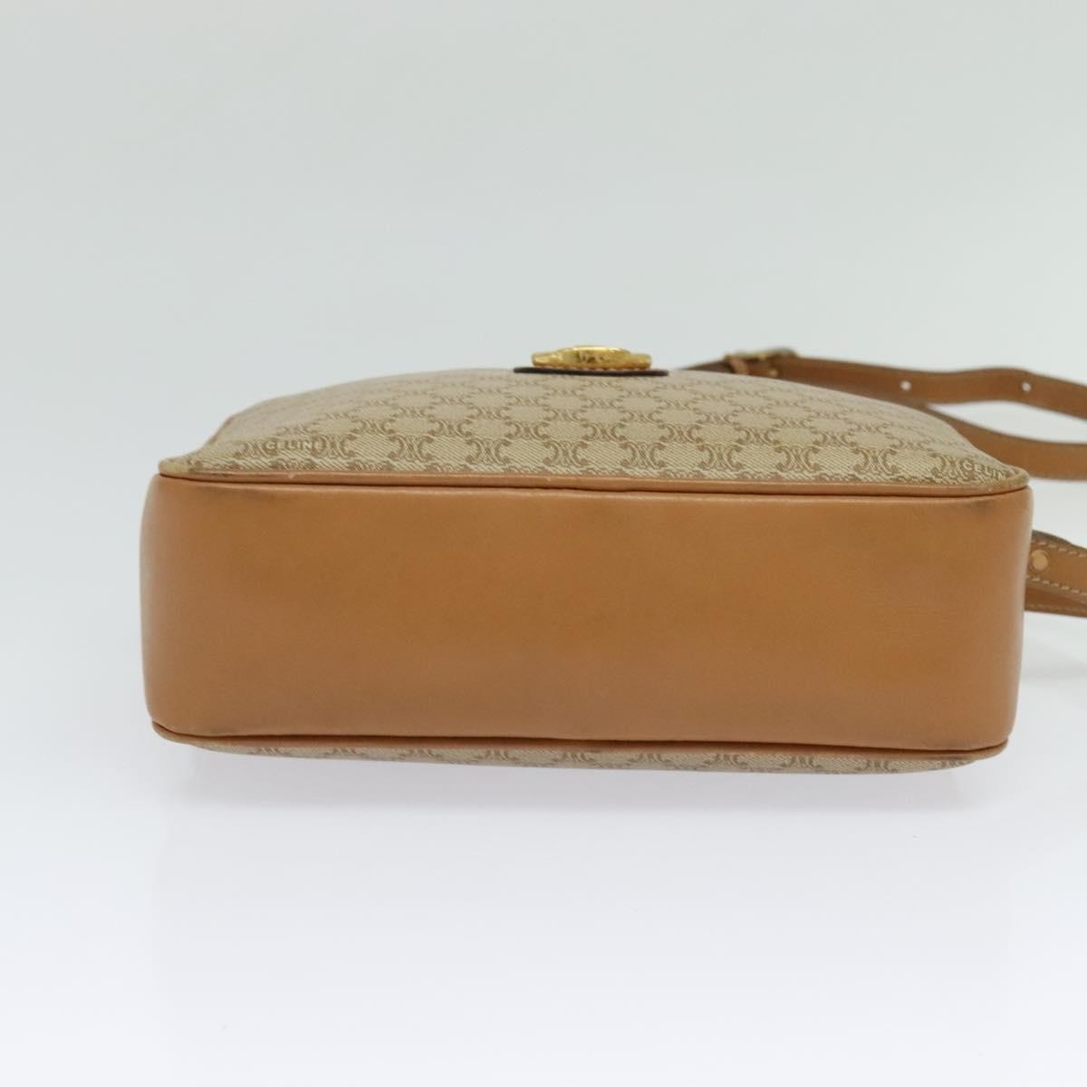 Celine Vintage Macadam Shoulder Bag Canvas and Leather, Beige, Canvas, Shoulder Bag