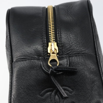 Chanel Vintage Toiletry Pouch Leather, Black, Leather, Clutch