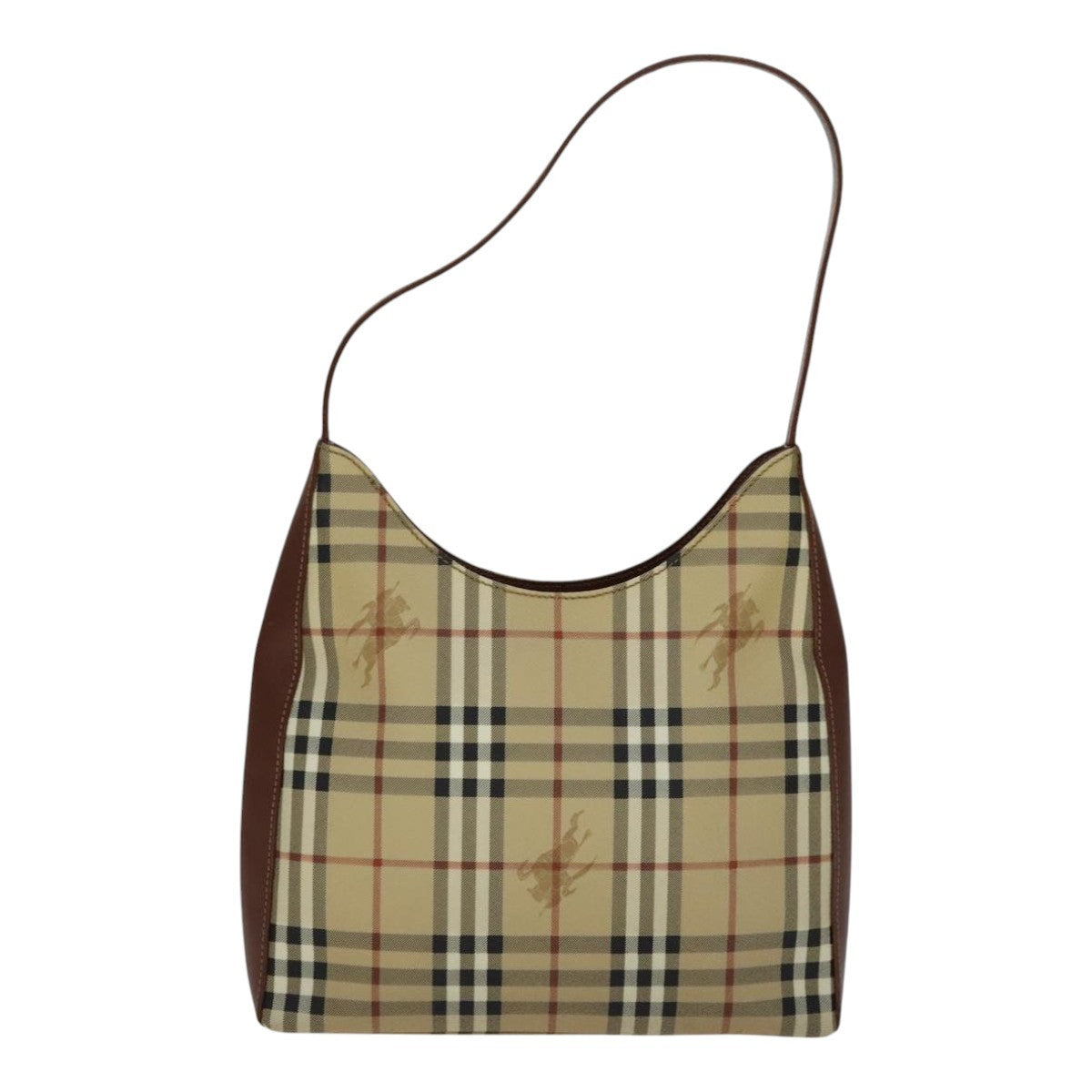 Burberry Shoulder Bag Haymarket Coated Canvas, BEIGE, PVC, Shoulder bag