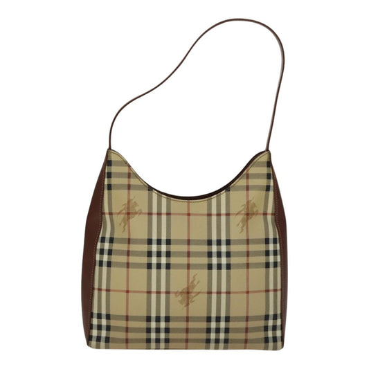 Burberry Shoulder Bag Haymarket Coated Canvas, BEIGE, PVC, Shoulder bag