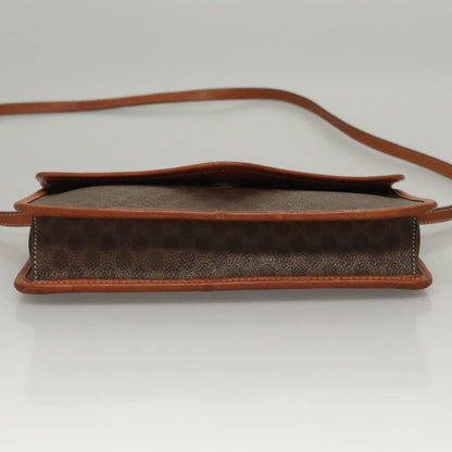 Celine Vintage Macadam Shoulder Bag Canvas and Leather, Brown, Canvas, Shoulder Bag