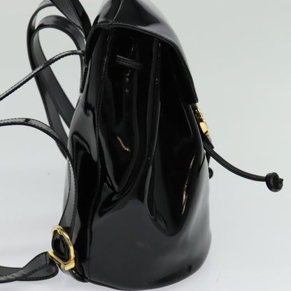 Salvatore Ferragamo Gancini Flap Drawstring Backpack Patent leather, BLACK, PATENT_LEATHER, Backpack