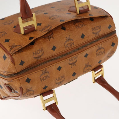 MCM Visetos logogramme Handbag Canvas and Leather, BROWN, PVC, Handbag