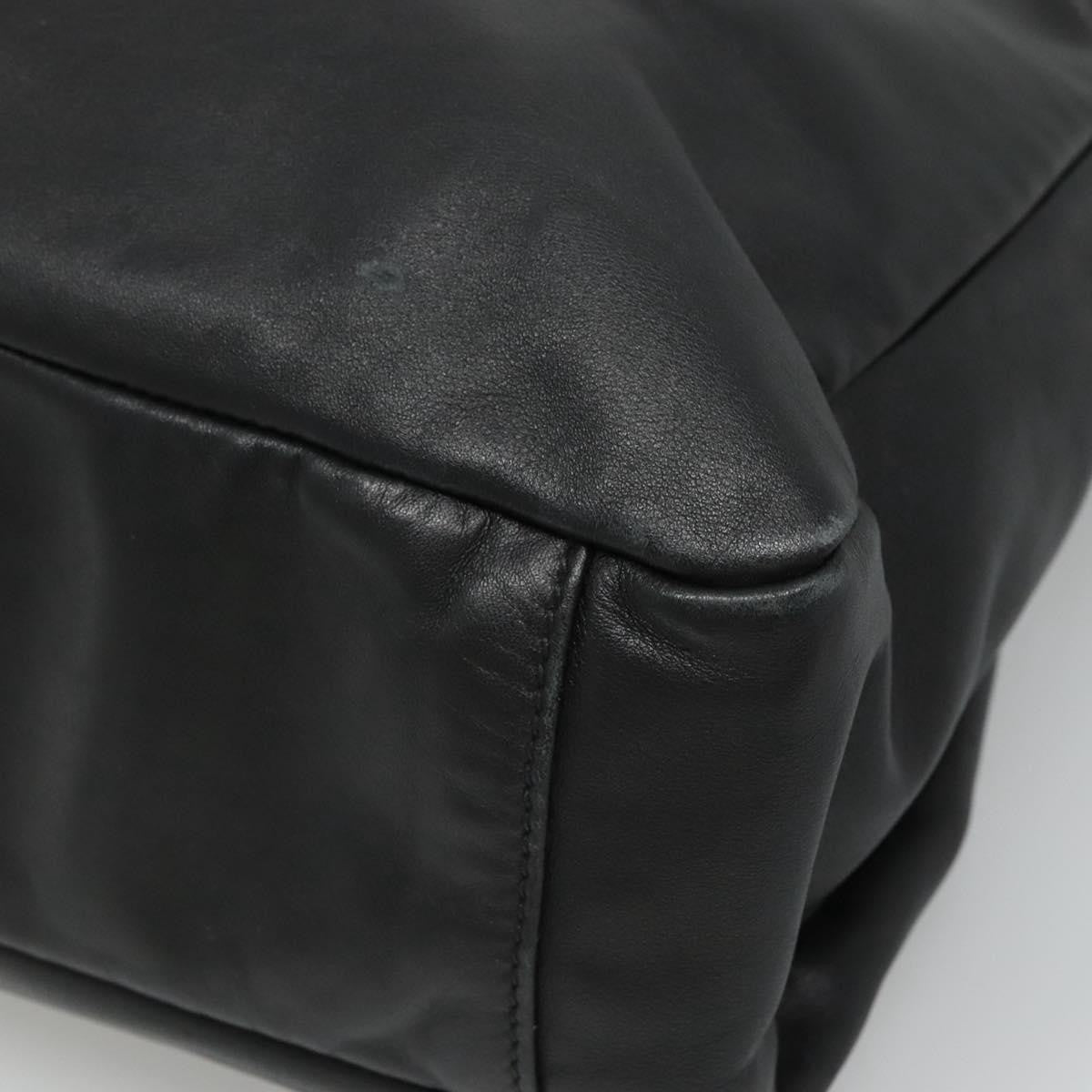 Prada Vintage Zip Handbag Tessuto, BLACK, LEATHER, Handbag