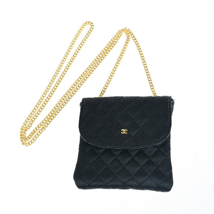 Chanel CC Logo Micro Matelasse Shoulder Bag Pouch Canvas, BLACK, CANVAS, Shoulder bag