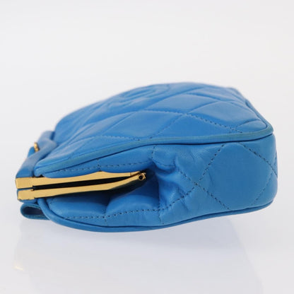 Chanel Vintage Diamond CC Tassel Waist Bag Quilted Lambskin, BLUE, LEATHER, Clutche & pouche