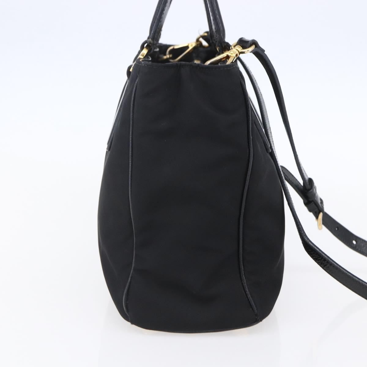 Prada Convertible Top Handle Tote Tessuto with Vernice Saffiano Leather, BLACK, NYLON, Handbag