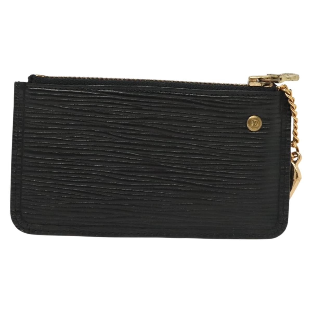 Louis Vuitton Pochette Clés Epi, BLACK, LEATHER, Wallets