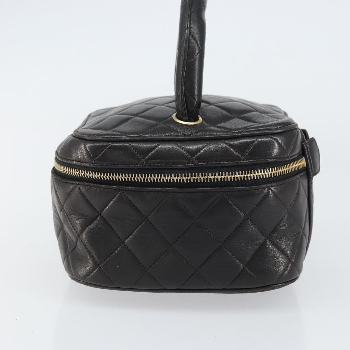 Chanel Vintage Cosmetic Case Quilted Lambskin, BLACK, LEATHER, Handbag