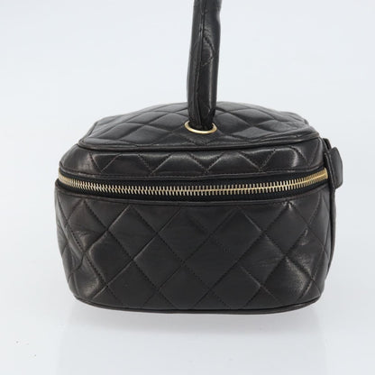 Chanel Vintage Cosmetic Case Quilted Lambskin, BLACK, LEATHER, Handbag