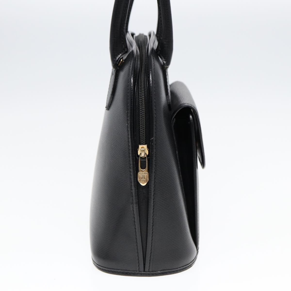 Celine Circle Logo Handbag Leather, BLACK, LEATHER, Handbag