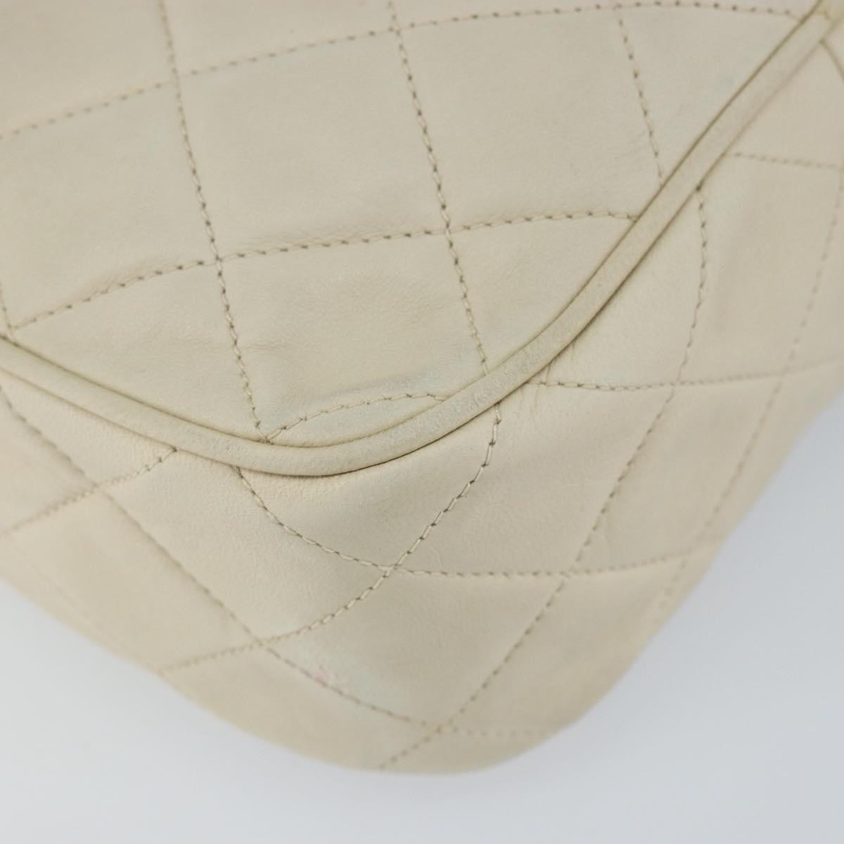 Chanel Vintage Front Pocket Camera Bag Quilted Lambskin, BEIGE, LEATHER, Shoulder bag
