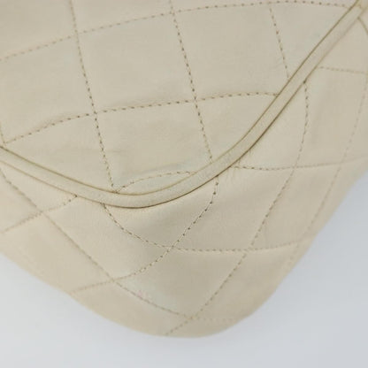Chanel Vintage Front Pocket Camera Bag Quilted Lambskin, BEIGE, LEATHER, Shoulder bag