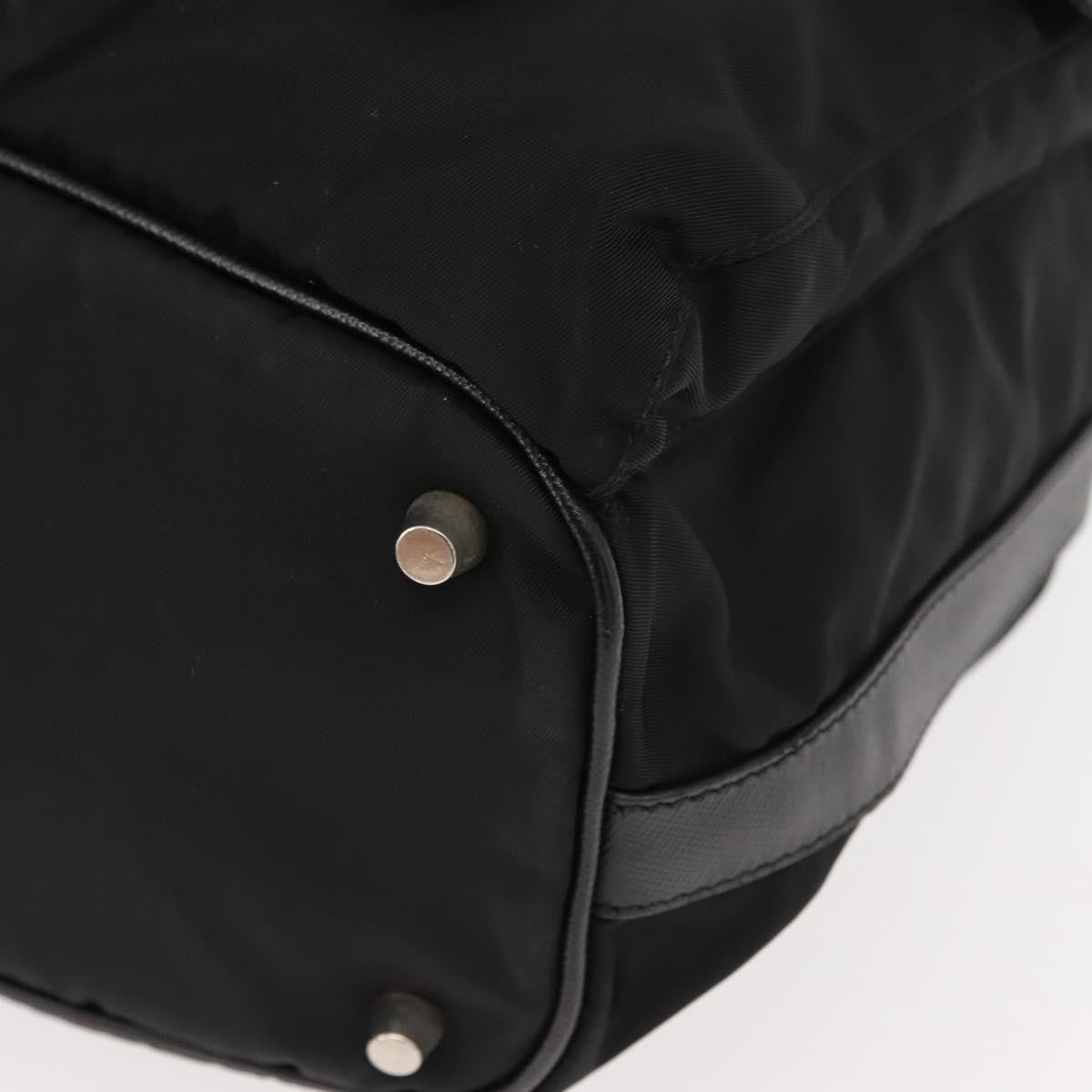 Prada Double Pocket Drawstring Shoulder Bag Tessuto, Black, Nylon, Shoulder Bag