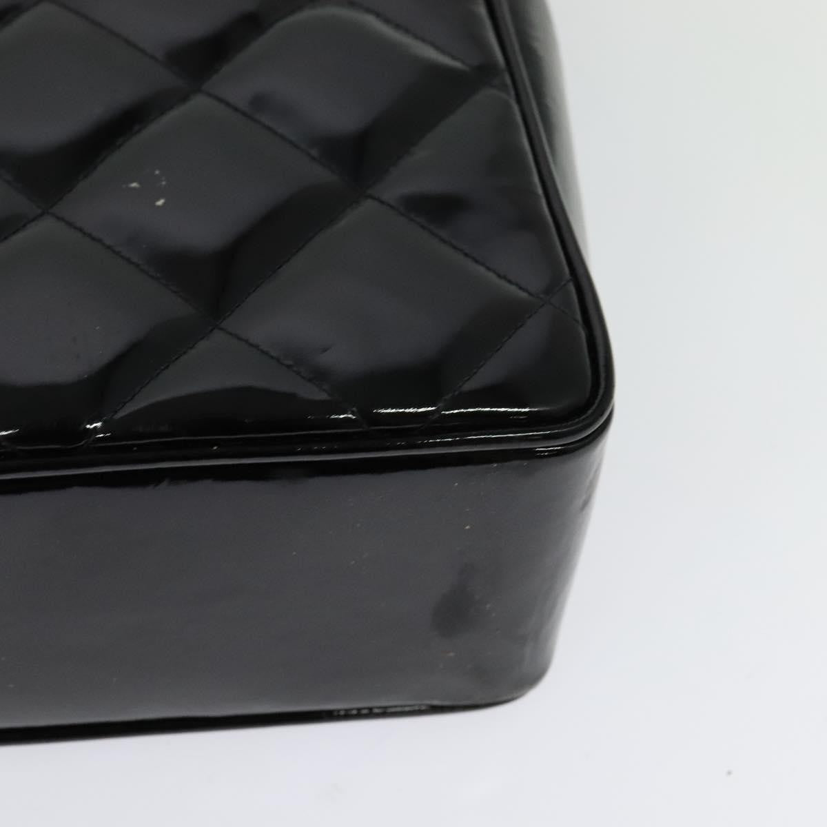 Chanel Vintage Chain Tote Quilted Patent, BLACK, LEATHER, Shoulder bag