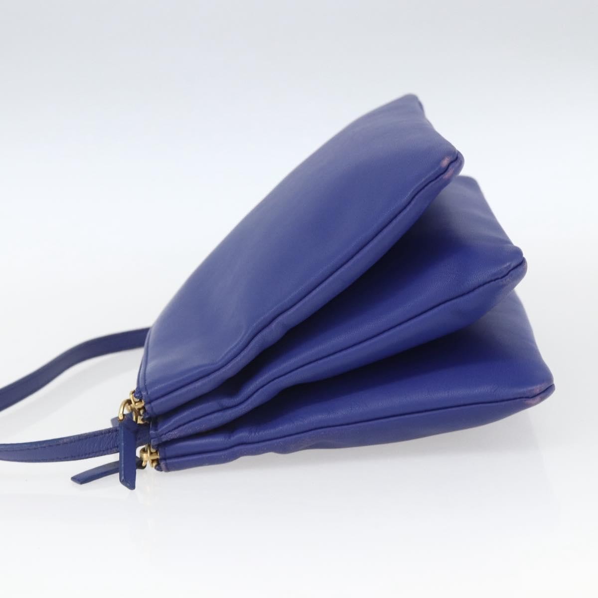 Celine Trio Crossbody Bag Leather, BLUE, LEATHER, Shoulder bag