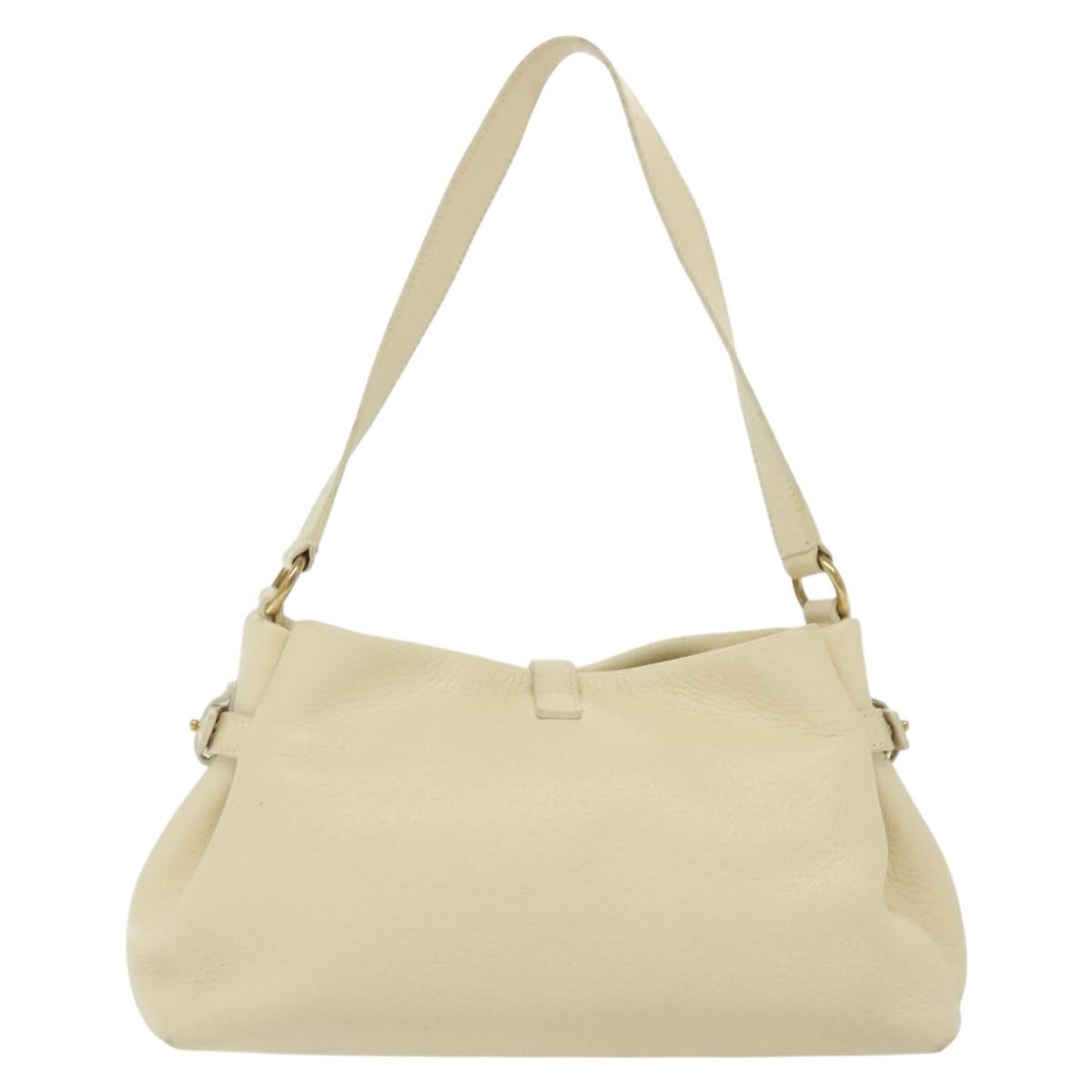 Salvatore Ferragamo Gancini Shoulder Bag Leather, WHITE, LEATHER, Shoulder bag