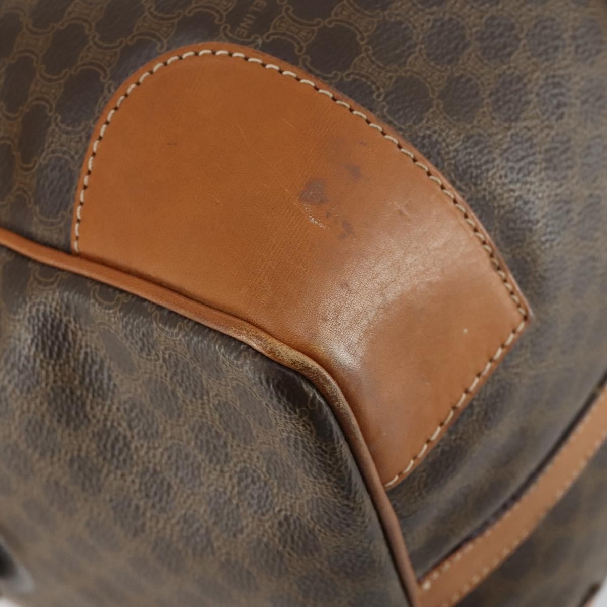 Celine Vintage Macadam Boston bag Canvas and Leather, BROWN, CANVAS, Travel bag