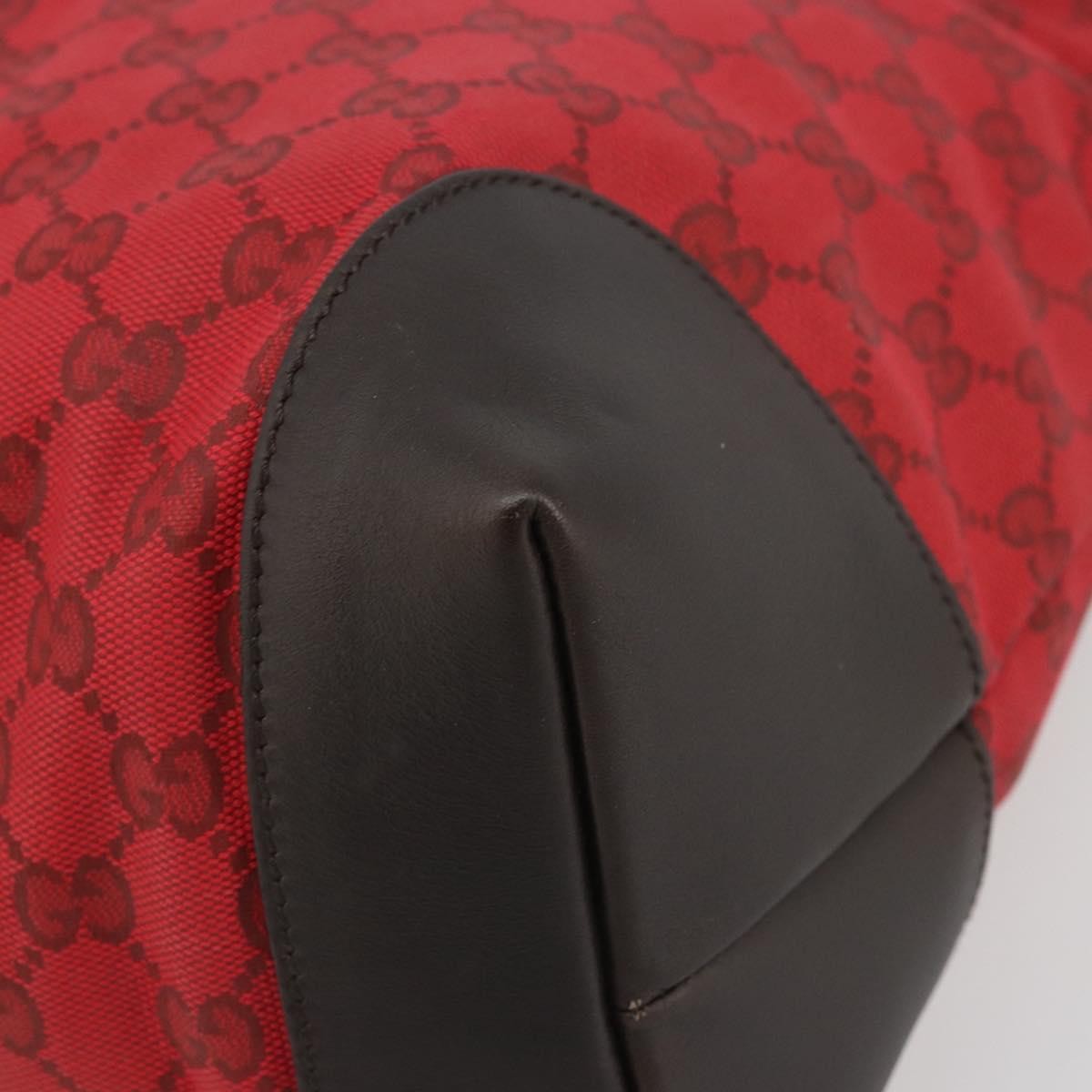 Gucci Original Zip Tote GG Canvas with Leather, Red, Canvas, Tote Bag
