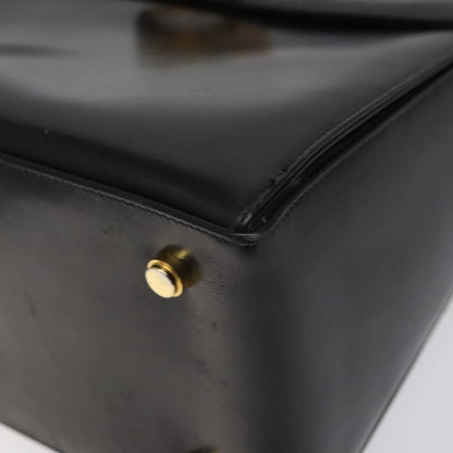 Salvatore Ferragamo Gancini handbag Leather, BLACK, LEATHER, Handbag